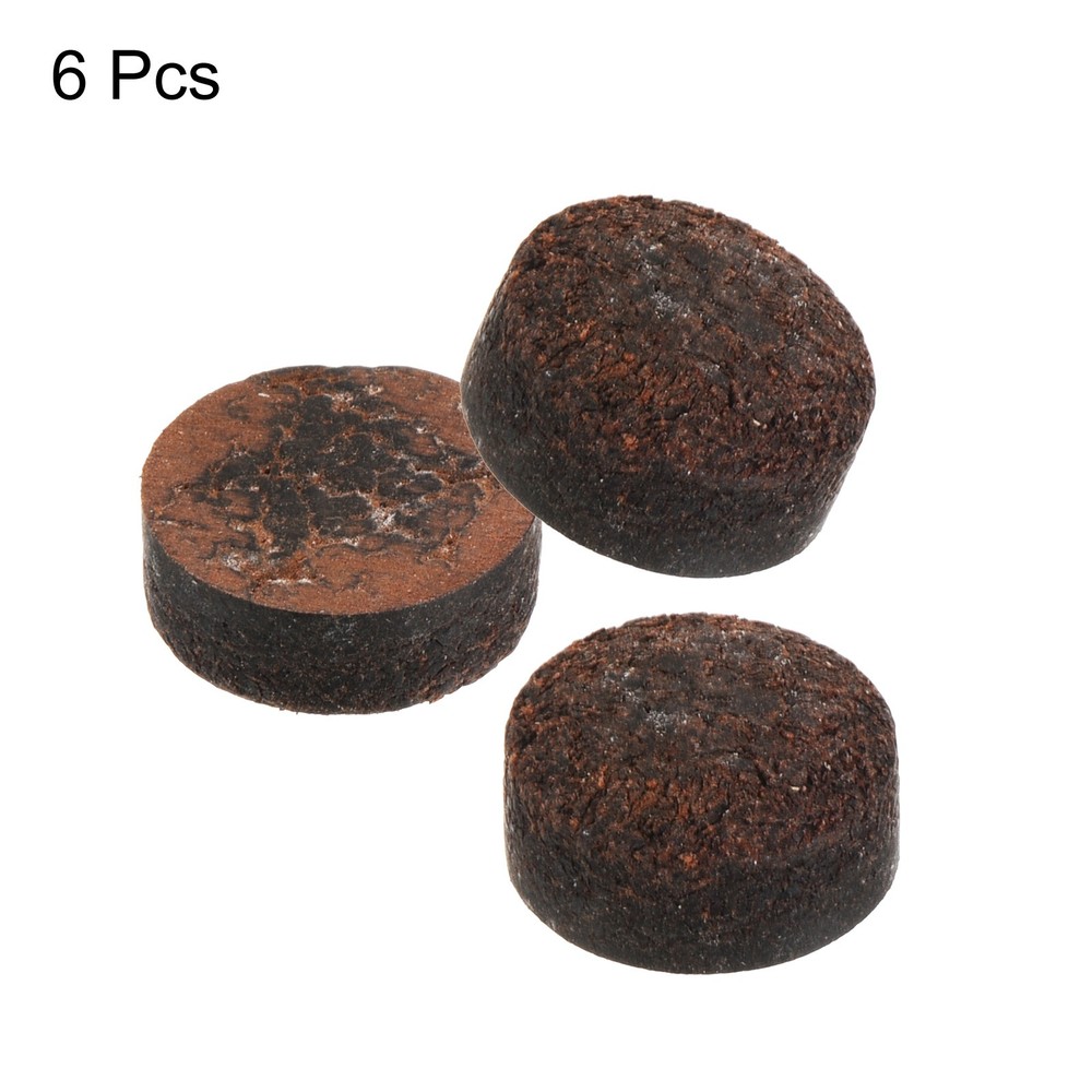6Pcs 12mm Billiard Pool Cue Tips Snooker Pool Stick Replacement Tips, Brown