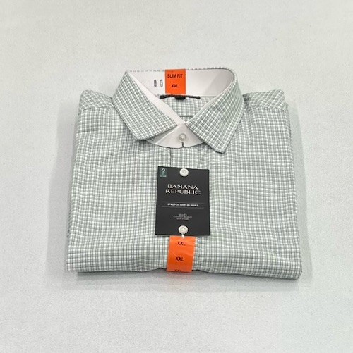 Banana Republic Men's Slim Fit Stretch Poplin Shirt XXL Striped