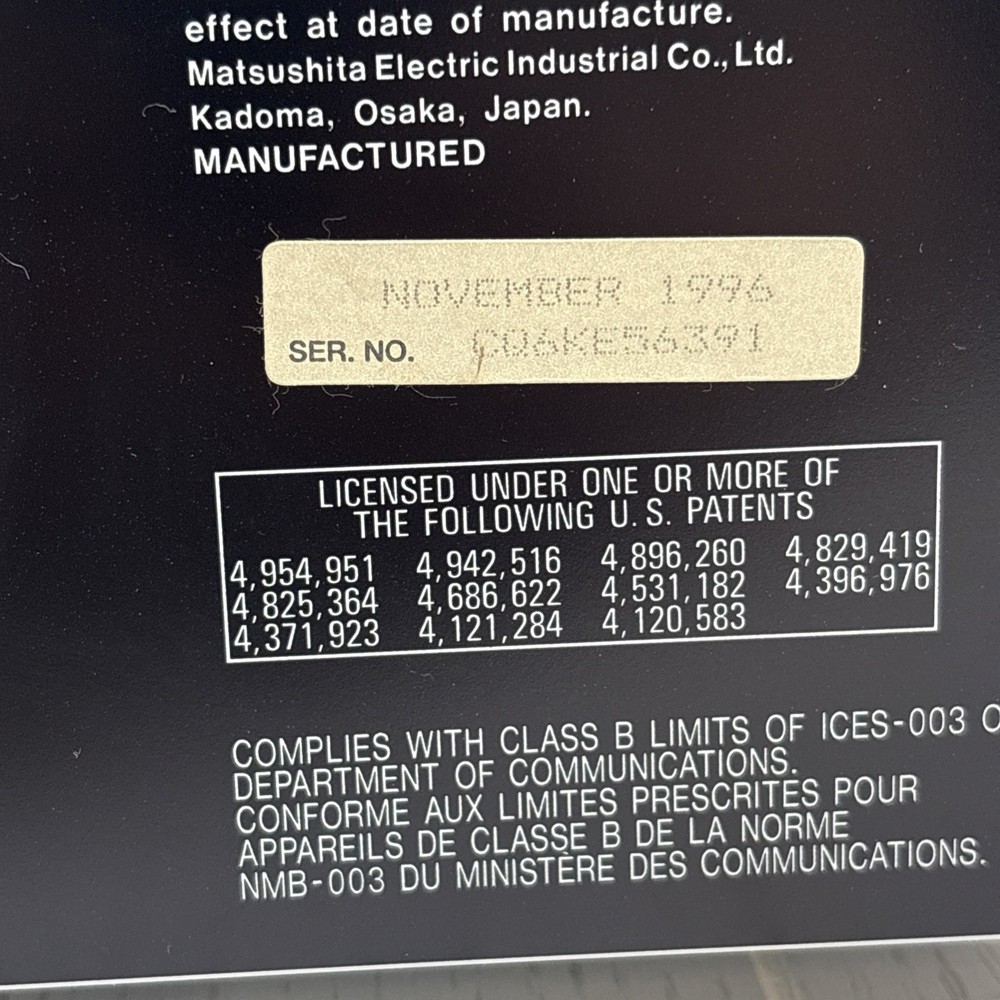 TECHNICS 5-DISC COMPACT DISC CHANGER MODEL SL-PD787 - TESTED - WORKS - BRIGHT