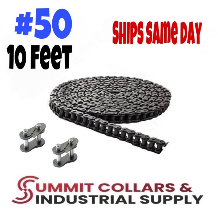 #50 Roller Chain x10 feet + 2 Free Connecting Link + Same Day Shipping