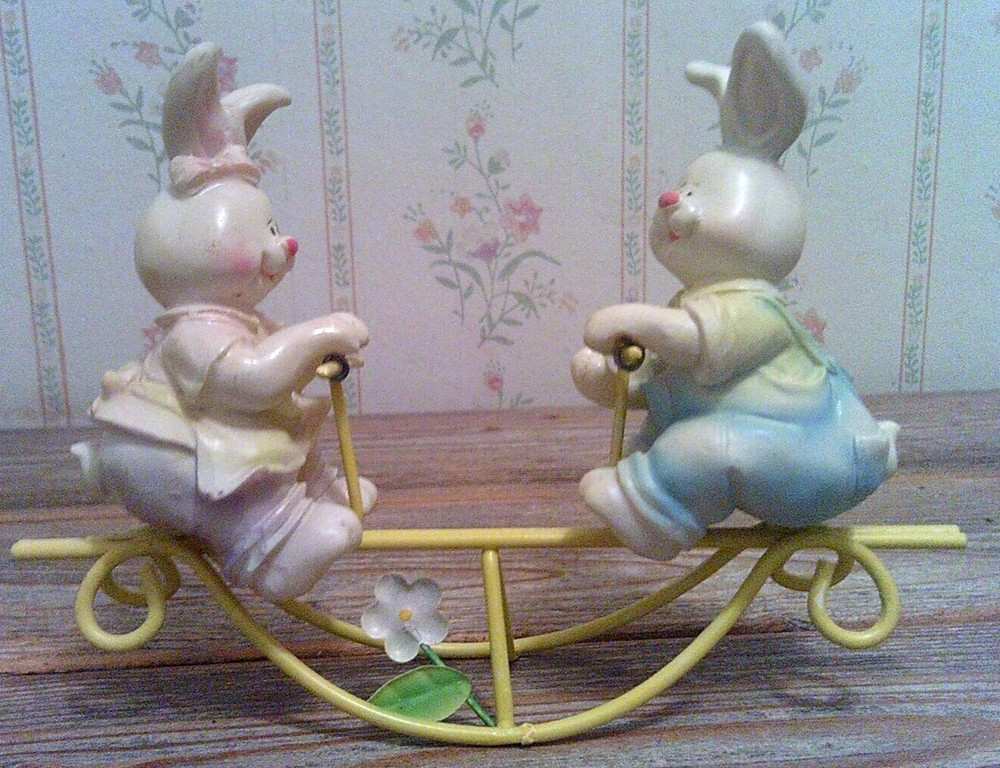 Easter Bunnies on a SeeSaw