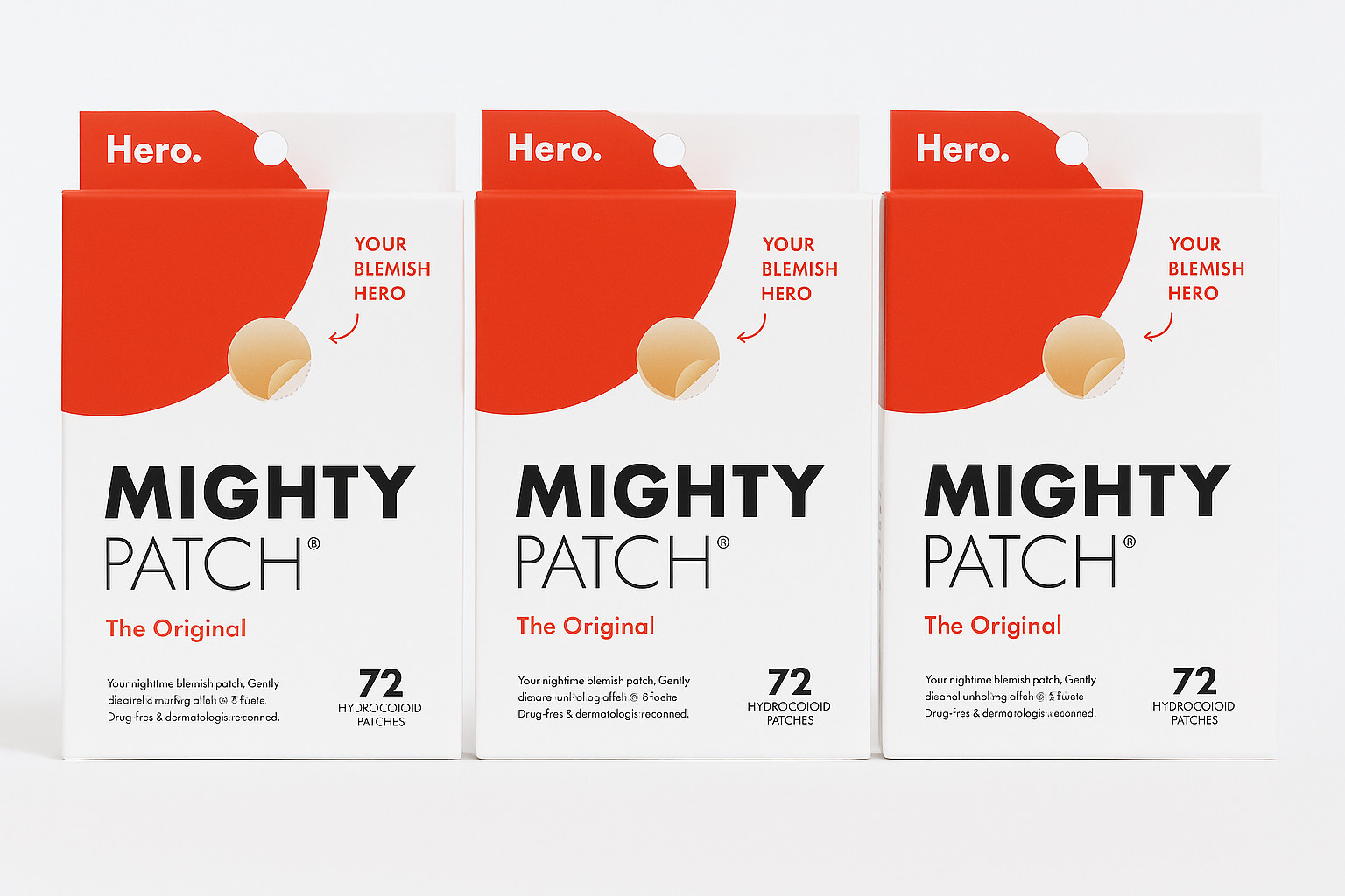 3 Pack of 72 HERO Mighty Patch The Original Blemish Treatment Exp 01/07/2027
