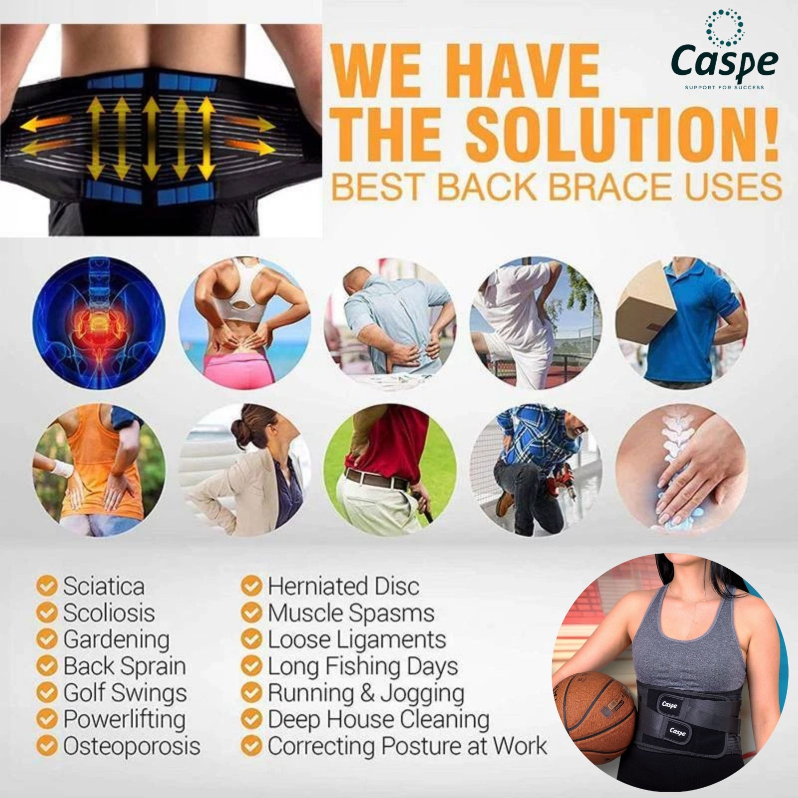 Adjustable Lower Back Brace Lumbar Support Waist Belt for Men Women Pain Relief