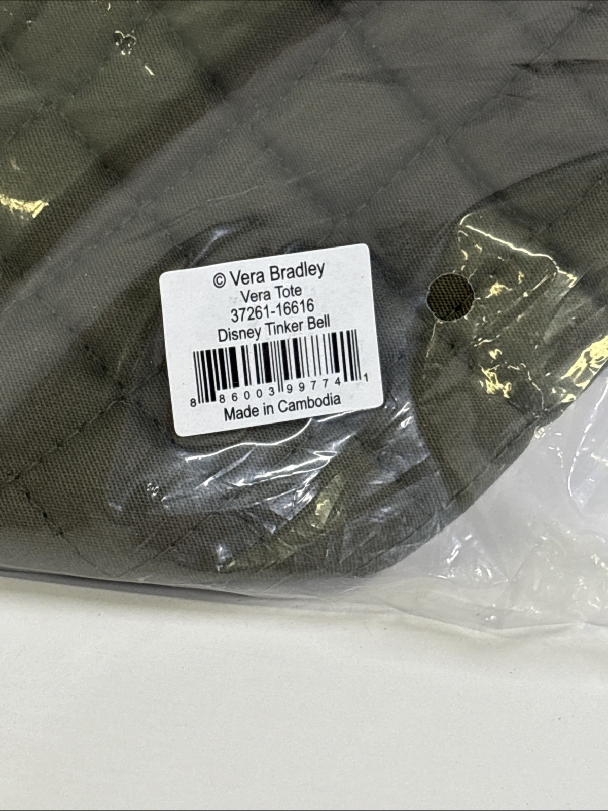 Sealed With Tag Vera Bradley Disney 100 Tinker Bell Large Tote Embroidered Bag