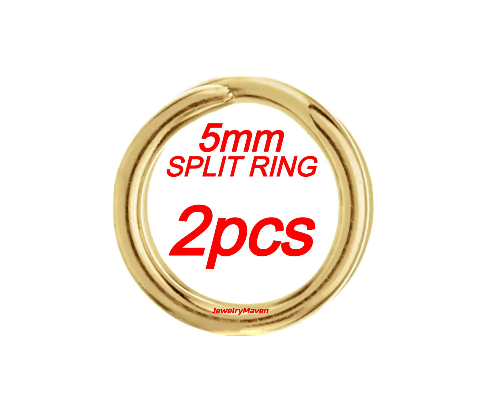 (2) 5mm OD 3.75mm ID 18ga 14k Solid Yellow Gold Round Split Jump Ring 4.9mm USA