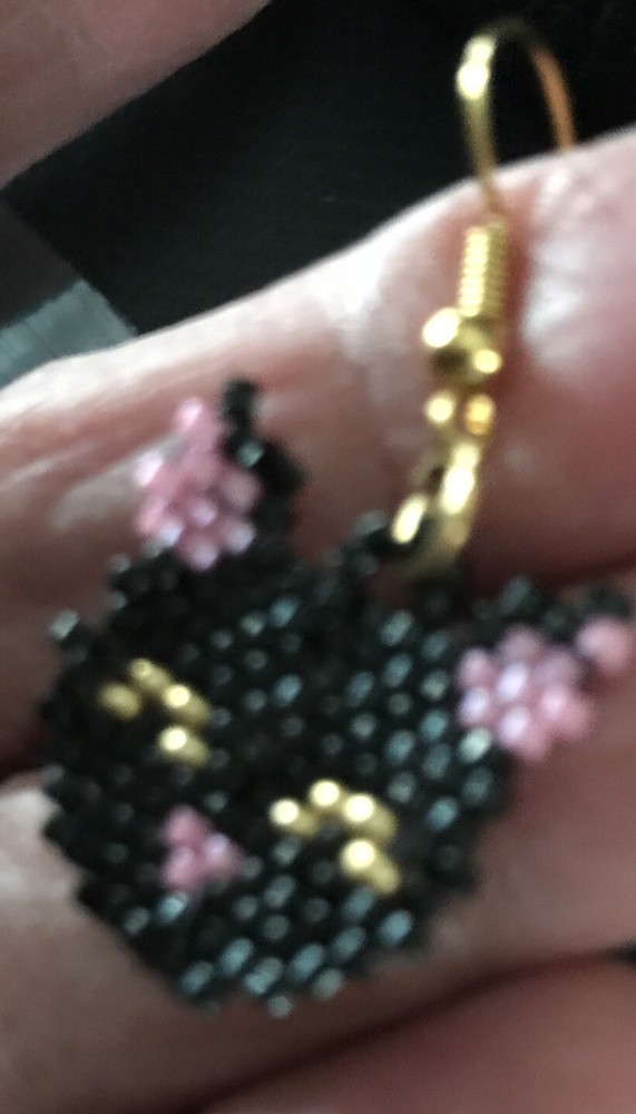 Beaded Black Cat Earrings