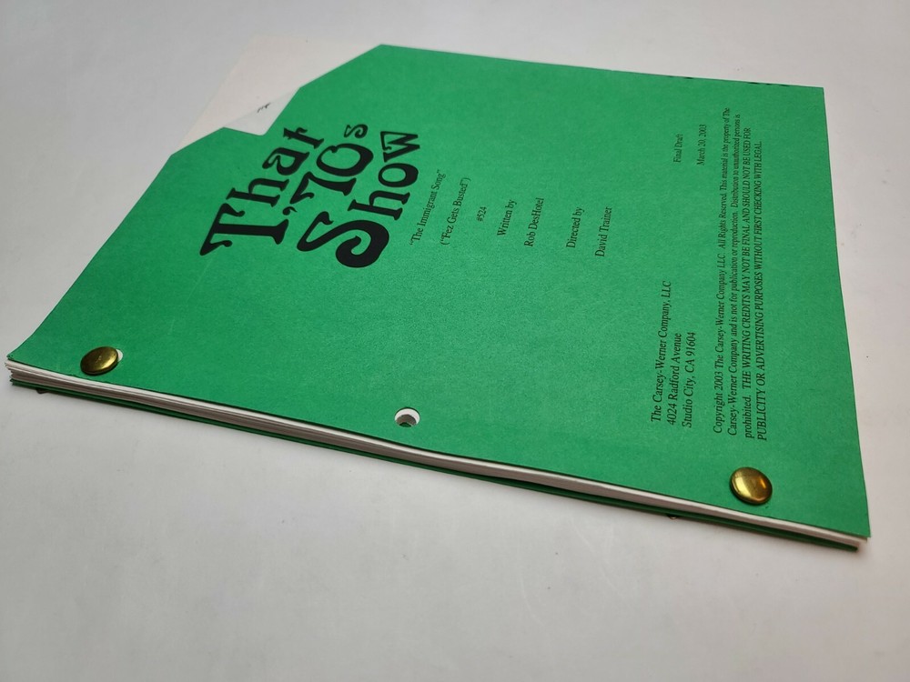 THAT '70S SHOW / Rob DesHotel 2003 TV Script, Mila Kunis "Immigrant Song"