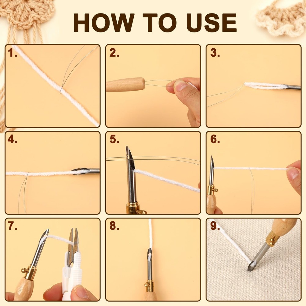 39Pcs Punch Needle Kit, Punch Needle Tool Adjustable Punch Needle Embroidery ...