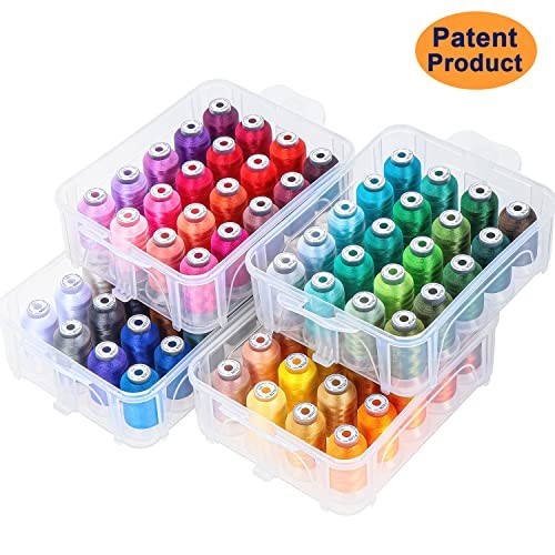 80 Spools 500m Embroidery Machine Thread Set with Clear Storage Box - Compatible