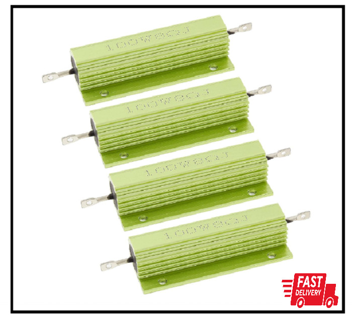 4 Pack 100W 8 Ohm Resistor Wirewound Resistors, Aluminum Case Chassis Mounted Re