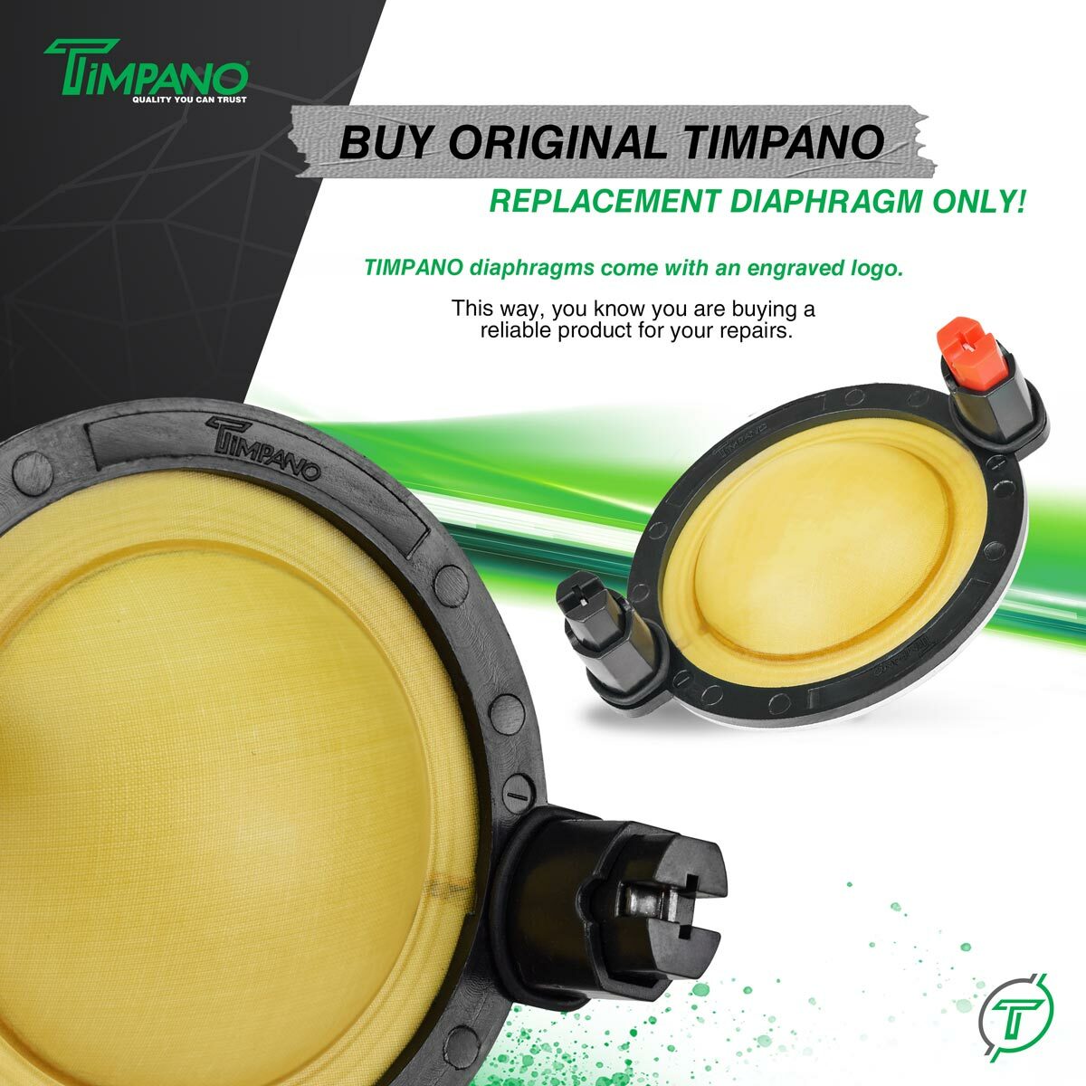 (2) 2" REPLACEMENT DIAPHRAGM FOR TPT-D250X TIMPANO TPT-RPD250X PRO AUDIO - PAIR