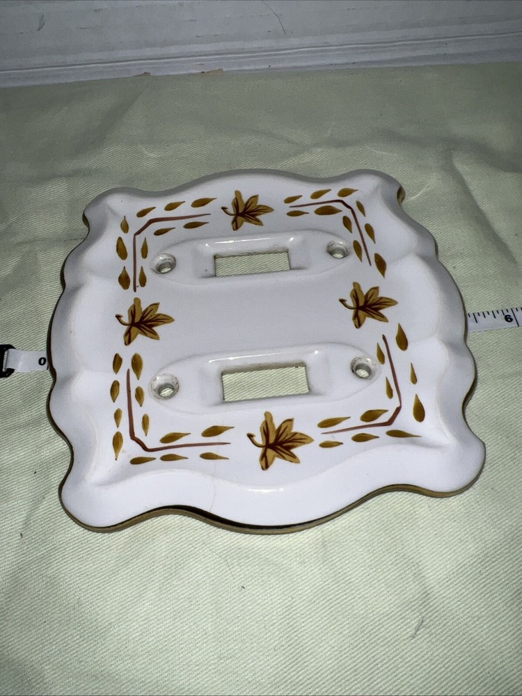 Vintage Porcelain Double Light Switch Fall Theme Plate