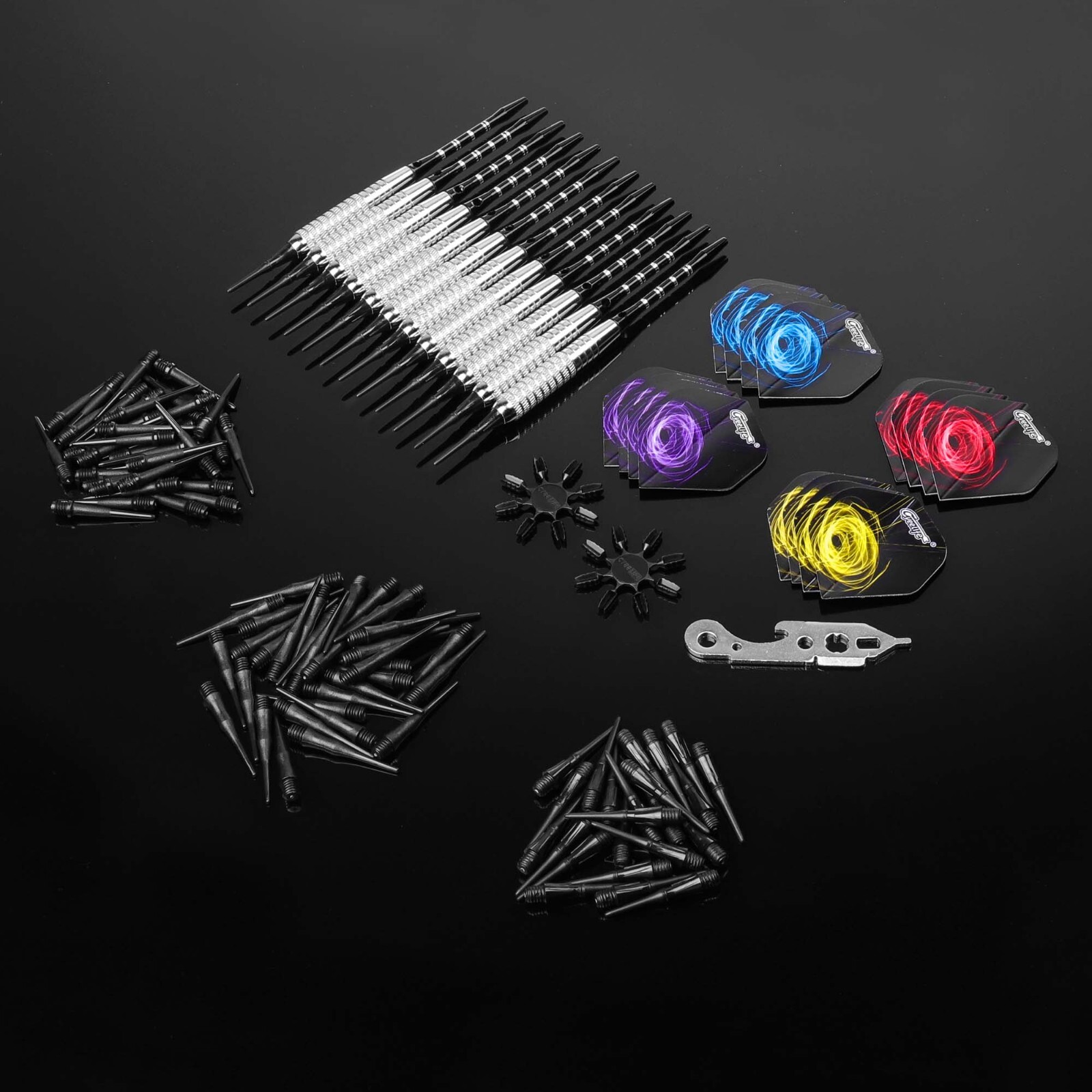 CyeeLife 17g Soft tip darts +100Tips+16Flights+12Alu shafts+Tool+Protectors