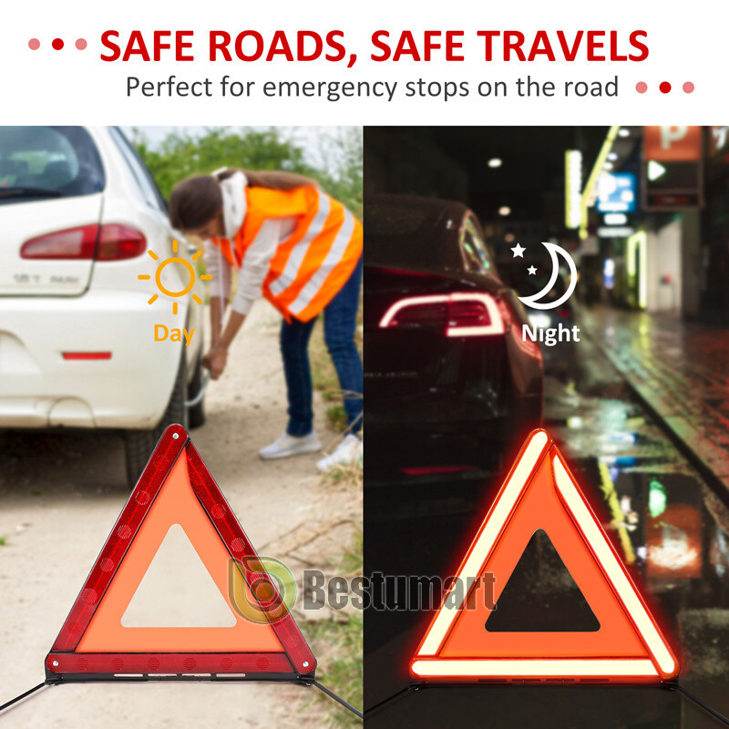 Emergency Warning Triangle DOT Approved Reflective Safety Roadside Kit for Car