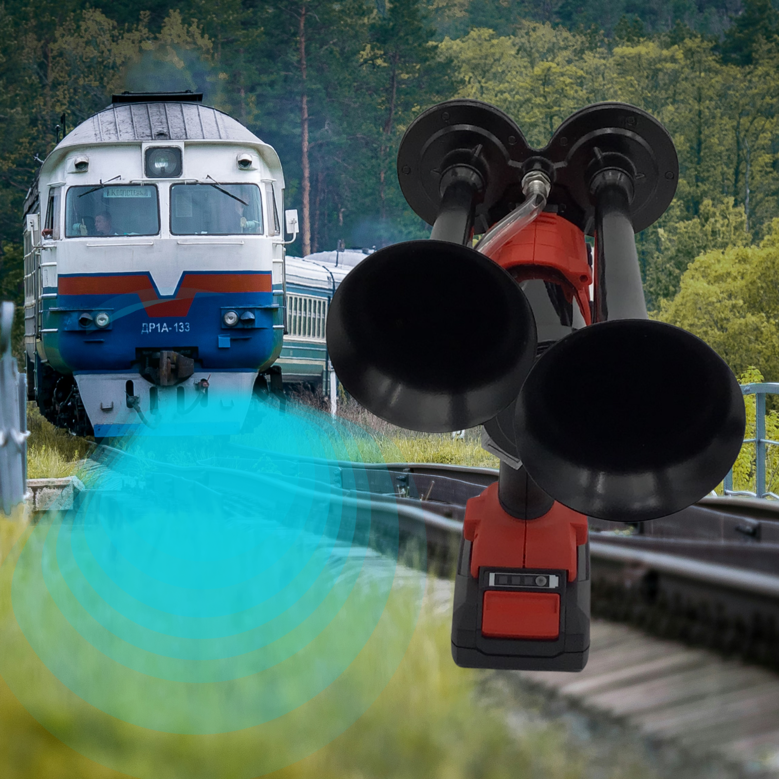 For Ryobi 18V Drill Train Air Horn Dual Black Air Trumpets Double Loud Trumpet