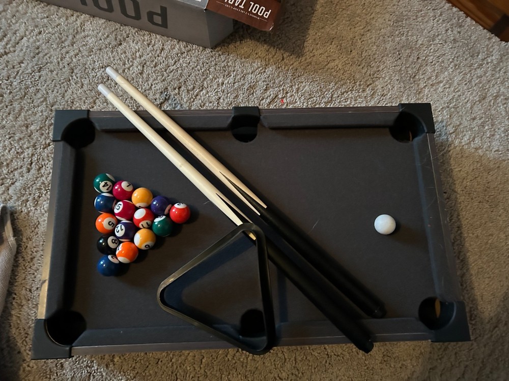 20" Mini Wooden Tabletop Pool Table Set - Portable Billiards Game