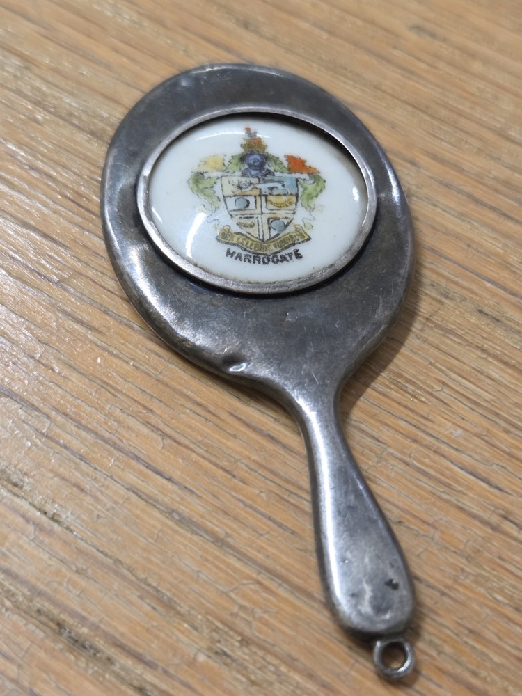 Vintage Miniature Silver Hand Mirror Harrogate