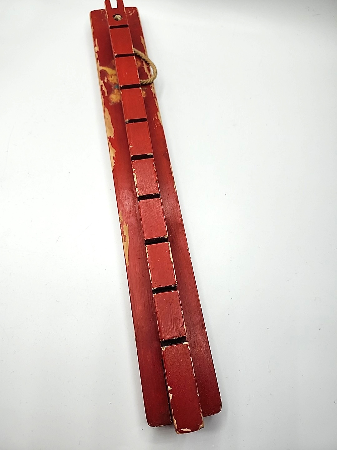 Vtg Wooden Folding Clothes Dryer Peg Rack Hanging Laundry Drying Rack 17” Red