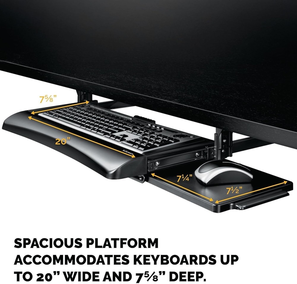 Adjustable Underdesk Keyboard Tray - Black/Silver