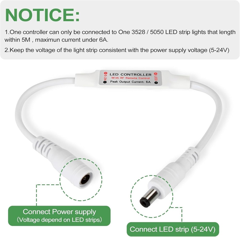 Smart Dimming Solutions - 2 Pack RF LED Controllers for Various Strips