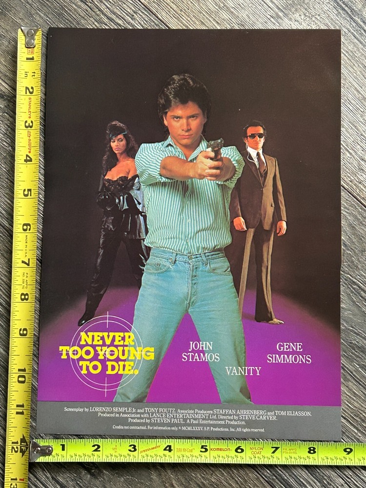 KISS Ad Advert Gene Simmons Never Too Young To Die Movie USA 1985 Vintage Kiss A