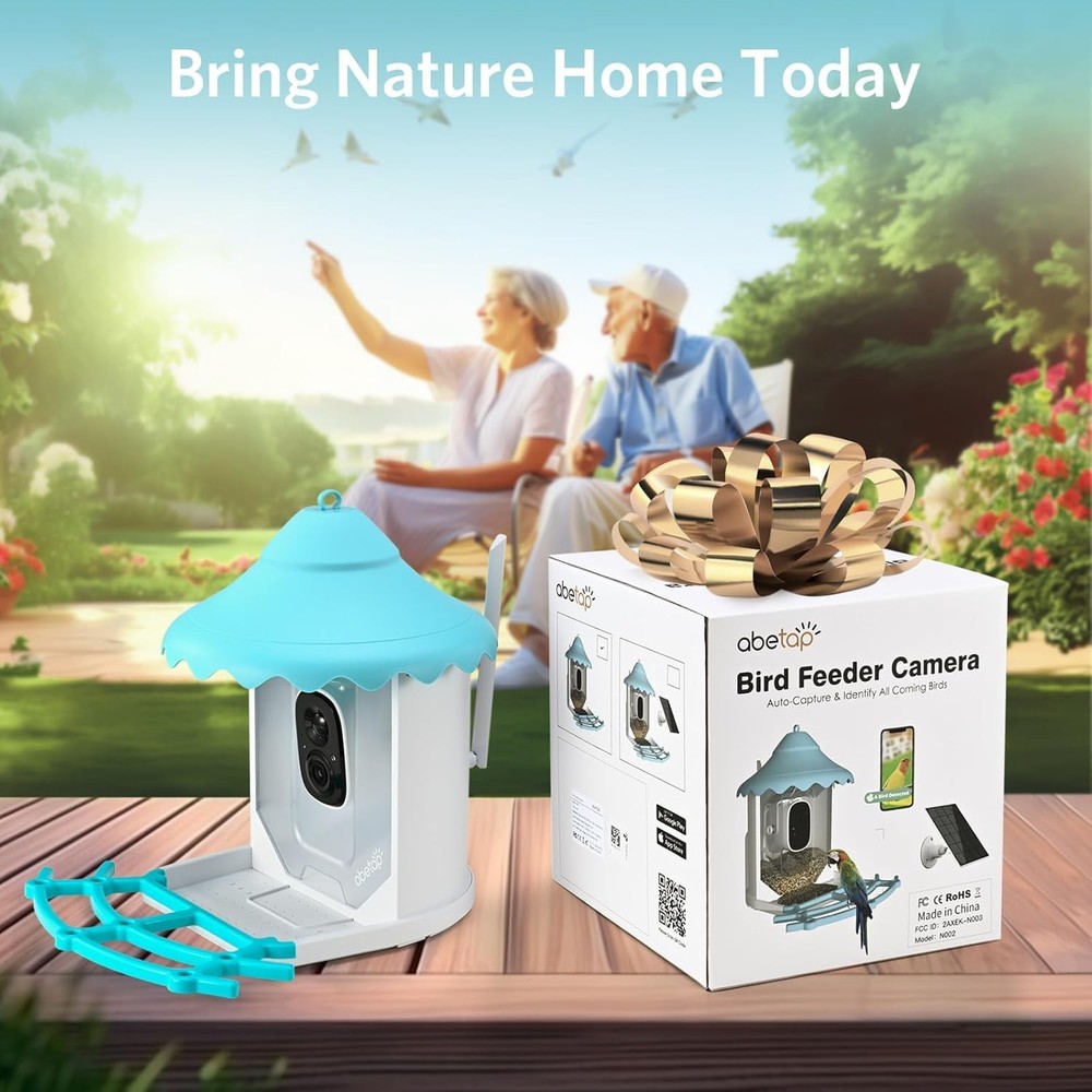 Abetap Solar Powered 2.5K Bird Feeder Camera