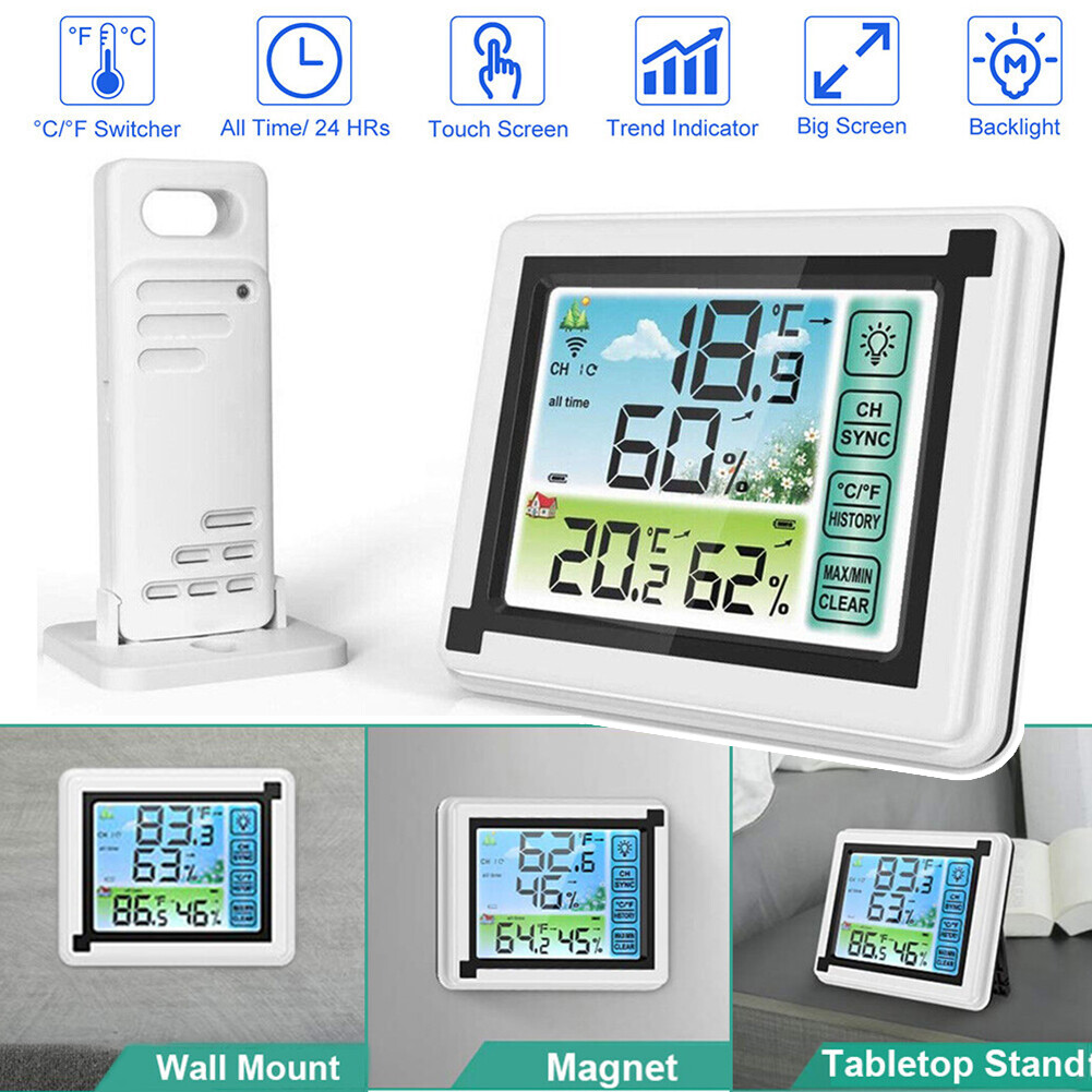 Digital LCD Display Thermometer Wireless Indoor & Outdoor Weather Station 24HRs