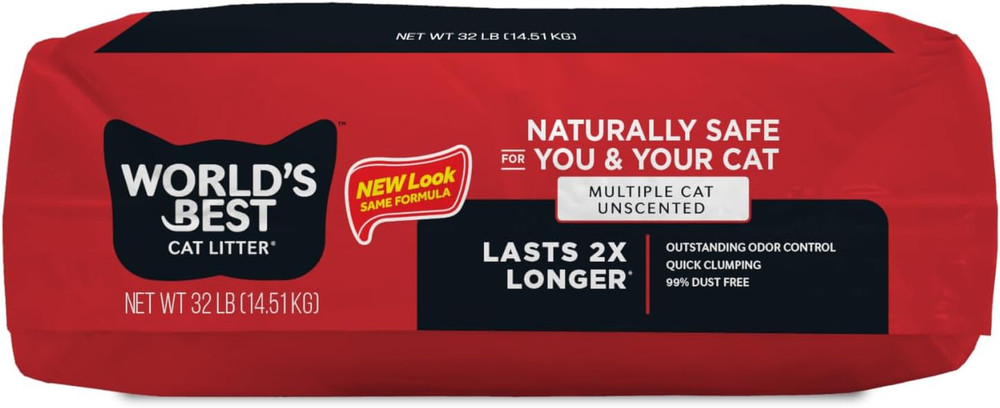 Multiple Cat Unscented, 32-Pounds - Natural Ingredients, Quick Clumping, Flushab