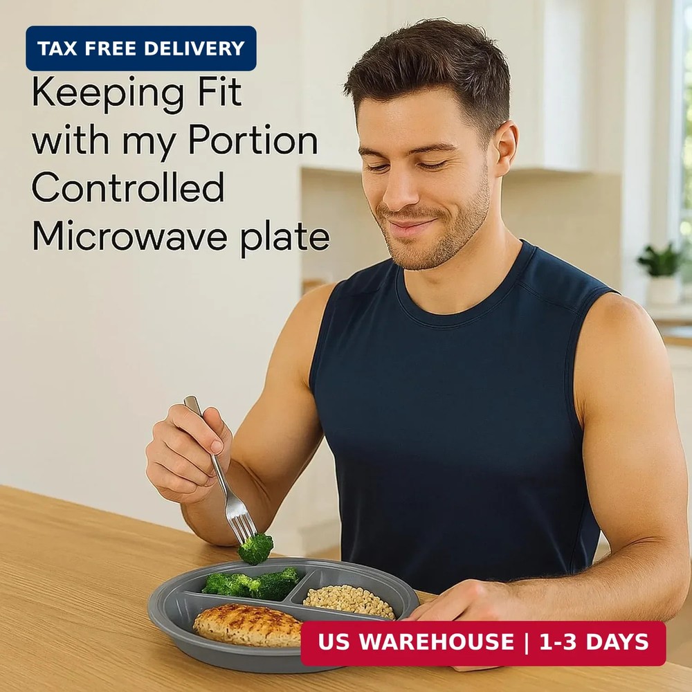 4-Pack Divided Microwave Plates with Vented Lids - BPA-Free, Stackable Meal Prep