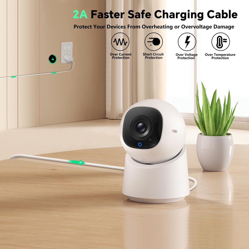 2Pack Power Cable for eufy SoloCam S220/S340, C210, USB Type-C White