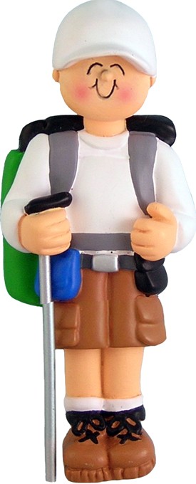 Hiker Male Personalized Christmas Tree Ornament