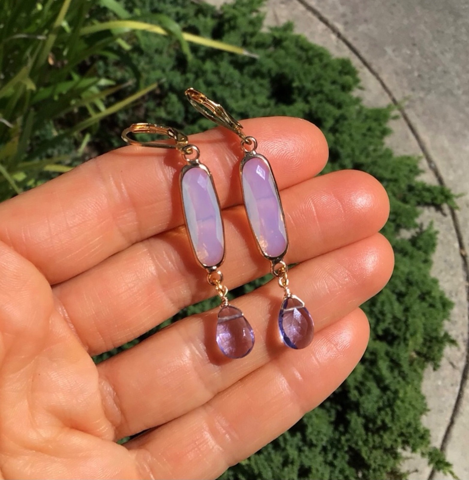 SUNDANCE CHARM ARTISAN JEWELRY EARRINGS OPALITE GOLD PLATED