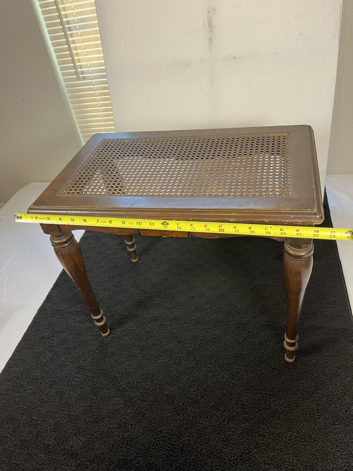 Vintage Estey Cane Top Wood Organ Piano Bench Table Owosso Michigan Brown Seat