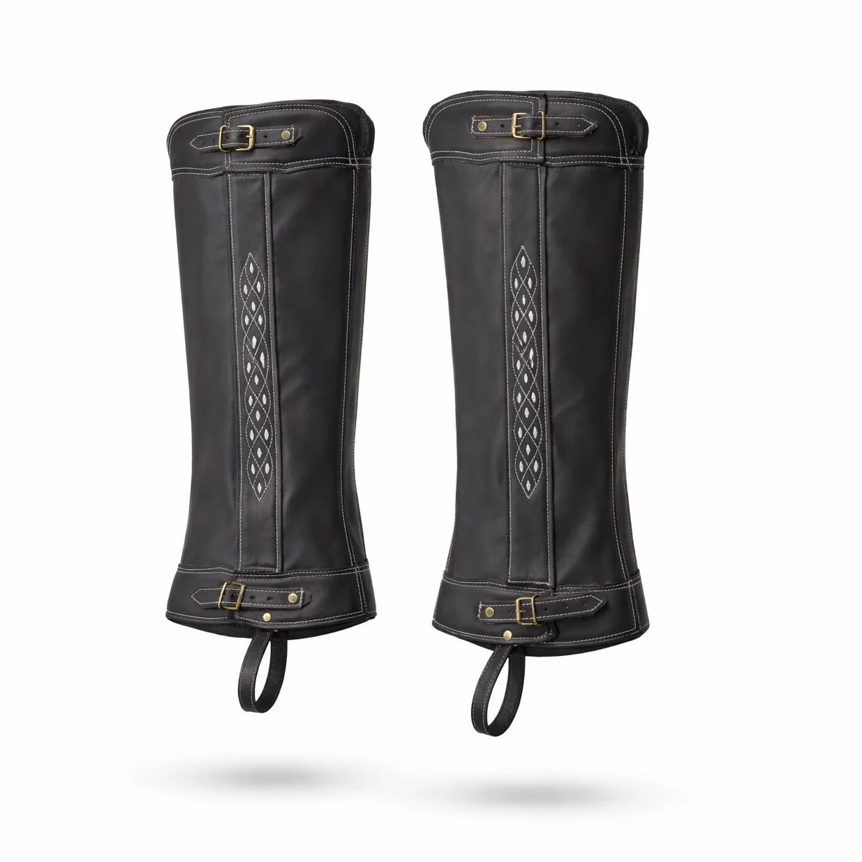 Charro Leather Black Piel Polainas Villistas Charras Chaps