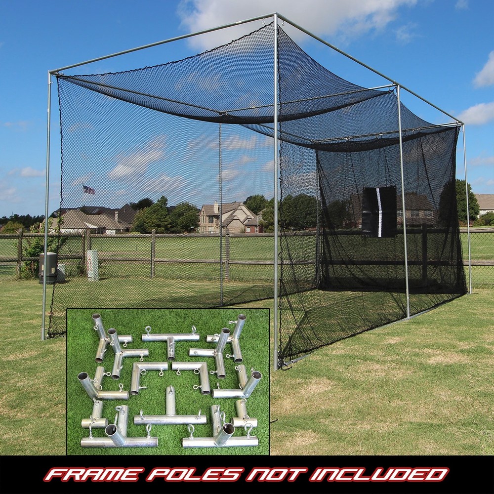 Golf Cage Practice Net 20' x 10' x 10' (#252 Poly) Frame Kit and Baffle Included