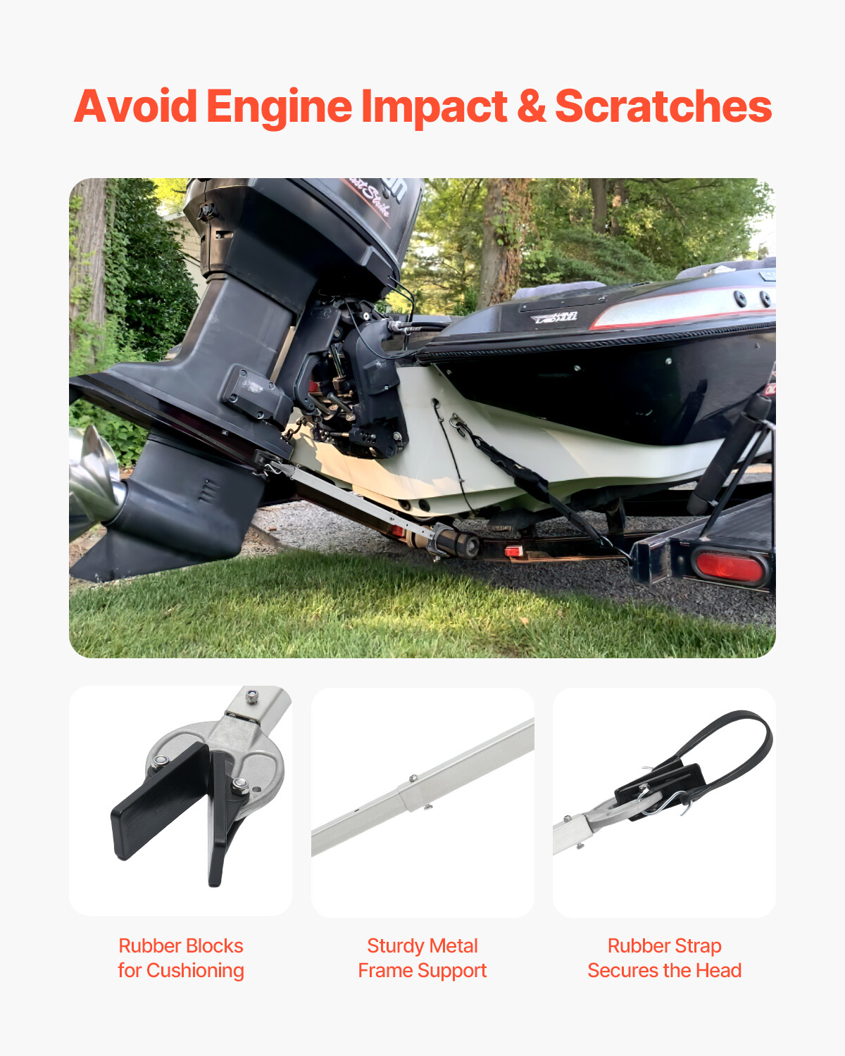 Adjustable Transom Saver 23-35 in Boat Transom Saver with Composite Head