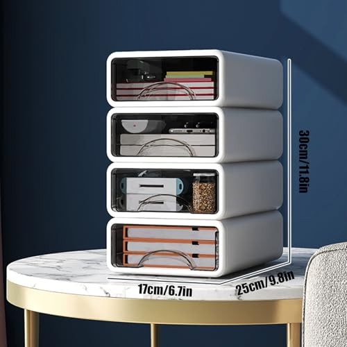 Desk Organizer with Drawers, Stackable Storage Drawers with Compartments White