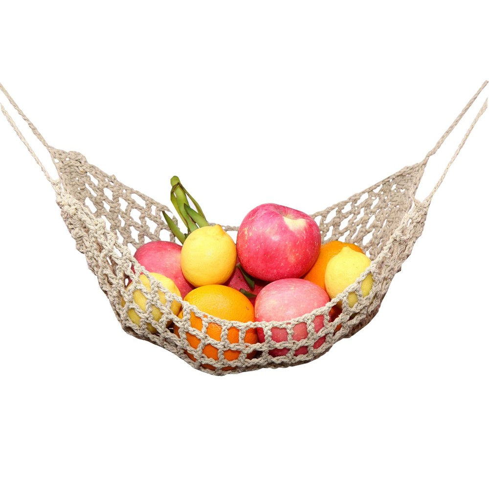 Fruit Hammock for Kitchen Under Cabinet,Large Macrame Fruit Hammock for Kitch...