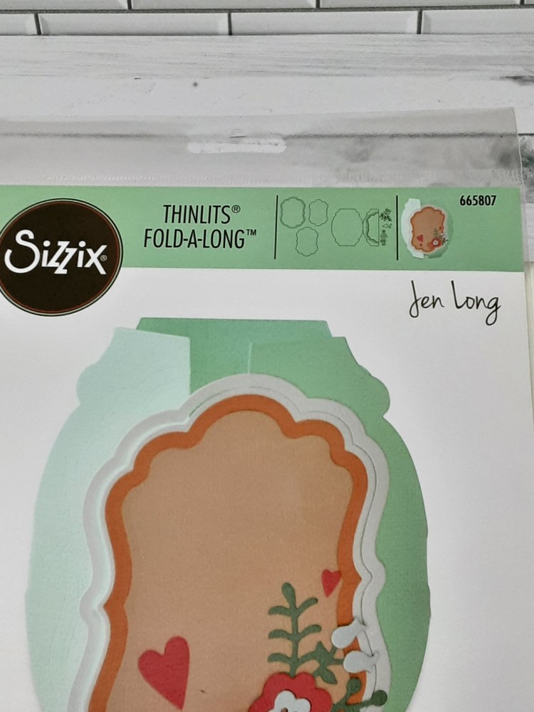 NEW Sizzix Thinlits Fold A Long Card Label By Jen Long 7 Die Set 665807