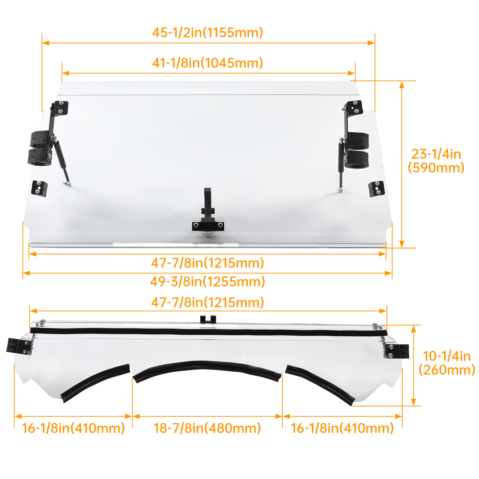 Clear Flip Windshield For 2013-2018 Can-Am Maverick 1000R/ Max 1000r/ Turbo