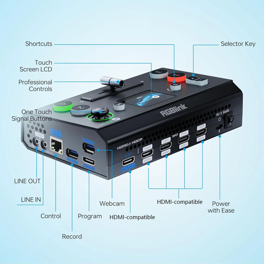 RGBlink Mini Pro V3 4-Channel HDMI Multi Format Video Mixer Switcher Streaming