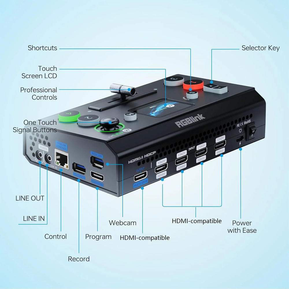 RGBlink Mini Pro V3 4-Channel HDMI Multi Format Video Switcher fr Live Streaming