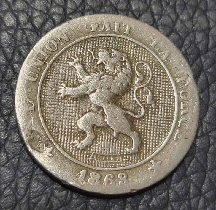 1868 Belgium 5 Centimes Coin