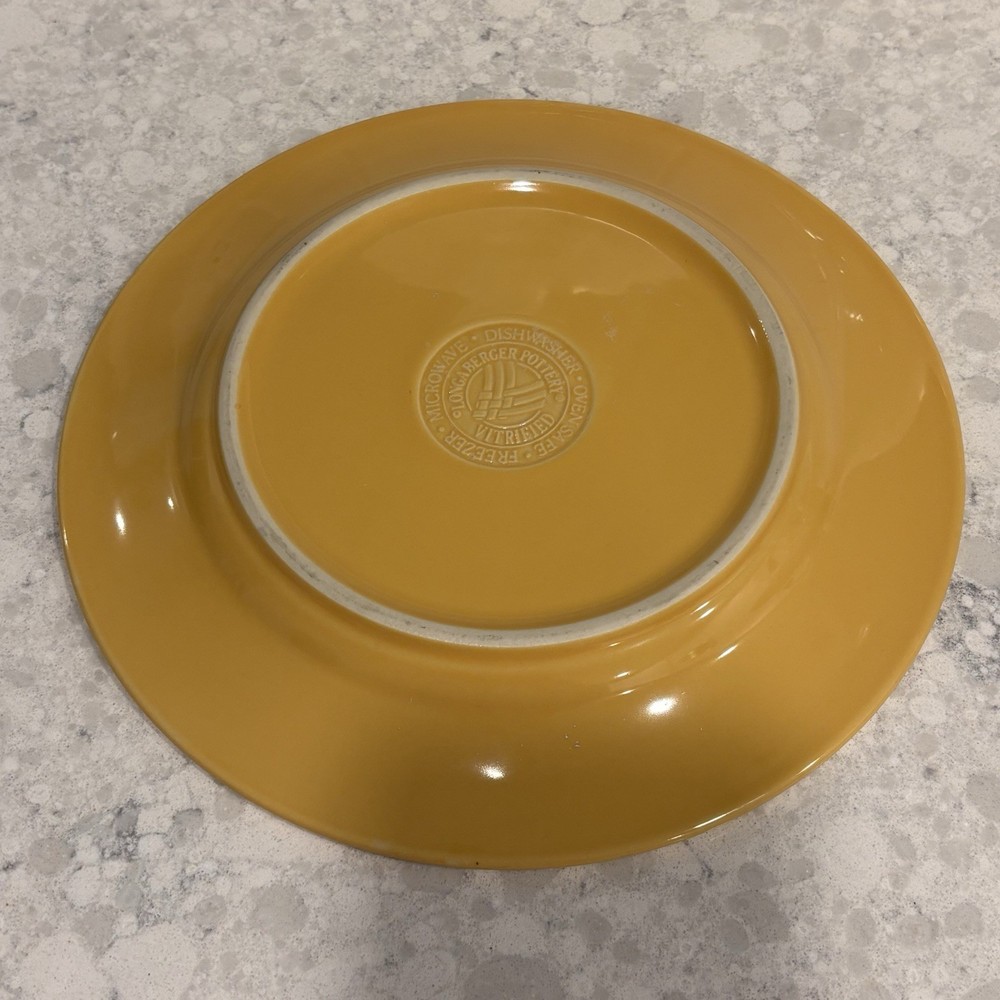 Longaberger Stoneware Woven Traditions Butternut Dinner Plate, EUC