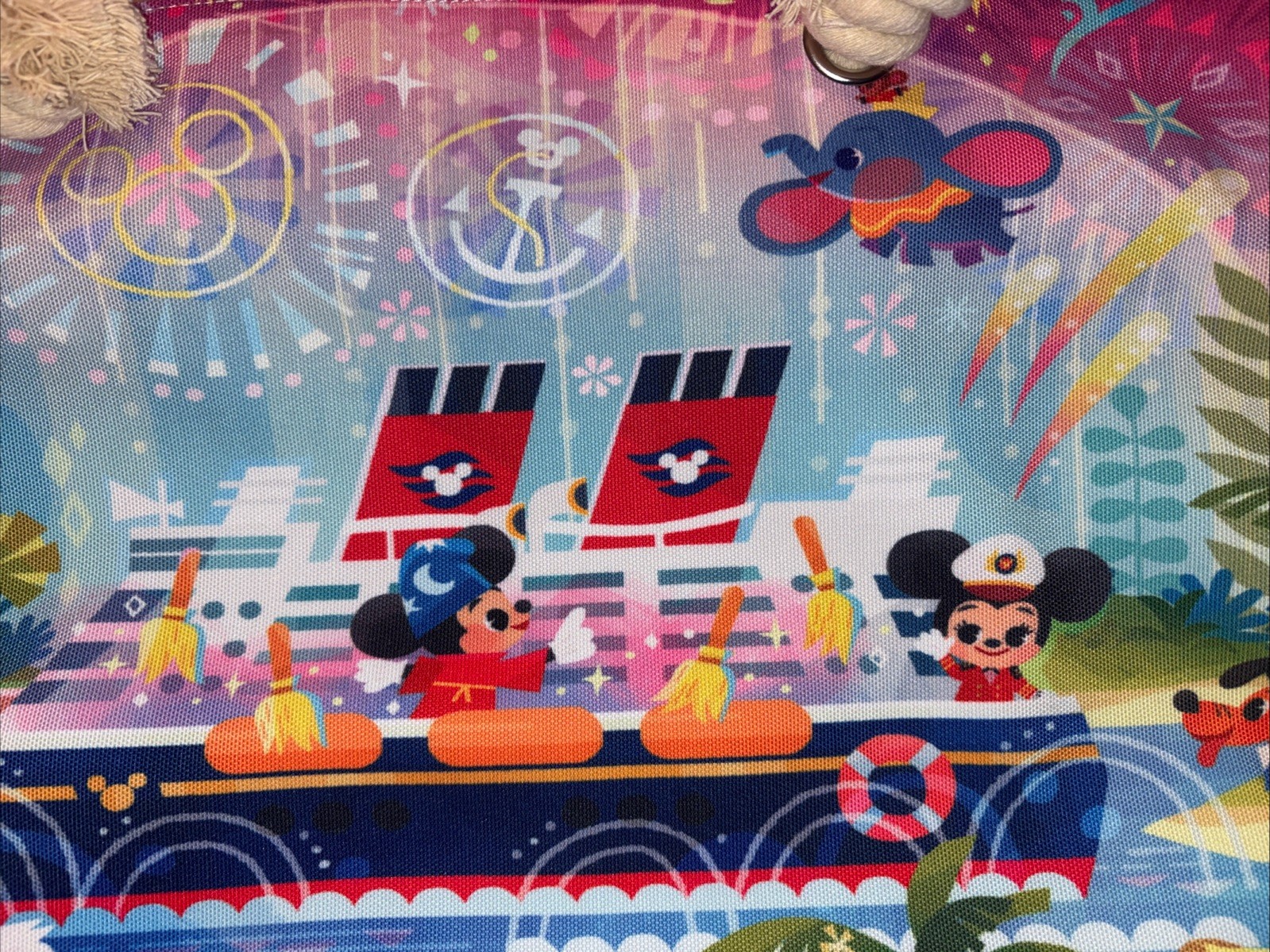 NEW Disney Cruise Line Joey Chou Tote Bag Blue Sorcerer Mickey Dumbo Tangled