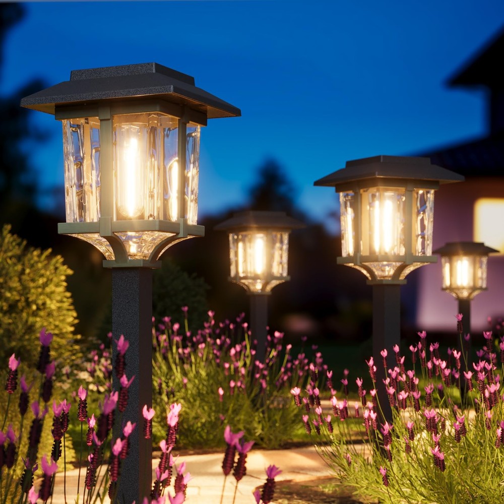 XMCOSY+ Solar Pathway Lights 4 Pack Warm White