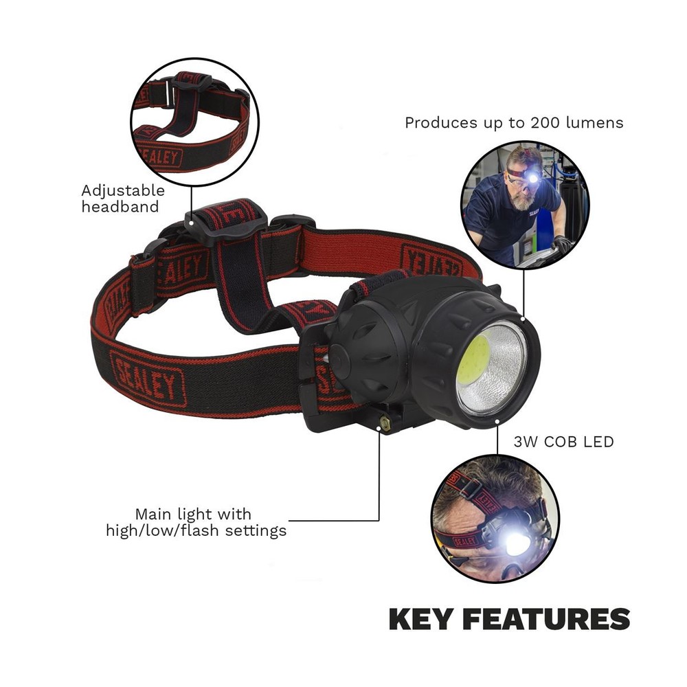 Sealey HT101 Head Torch 3W COB LED