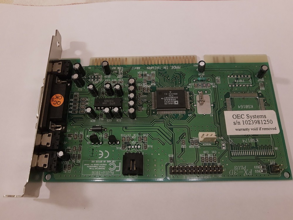 Analog Devices AD1816 FX-3D Plus Sound Card w/ Wave Table & CD-Rom Audio input