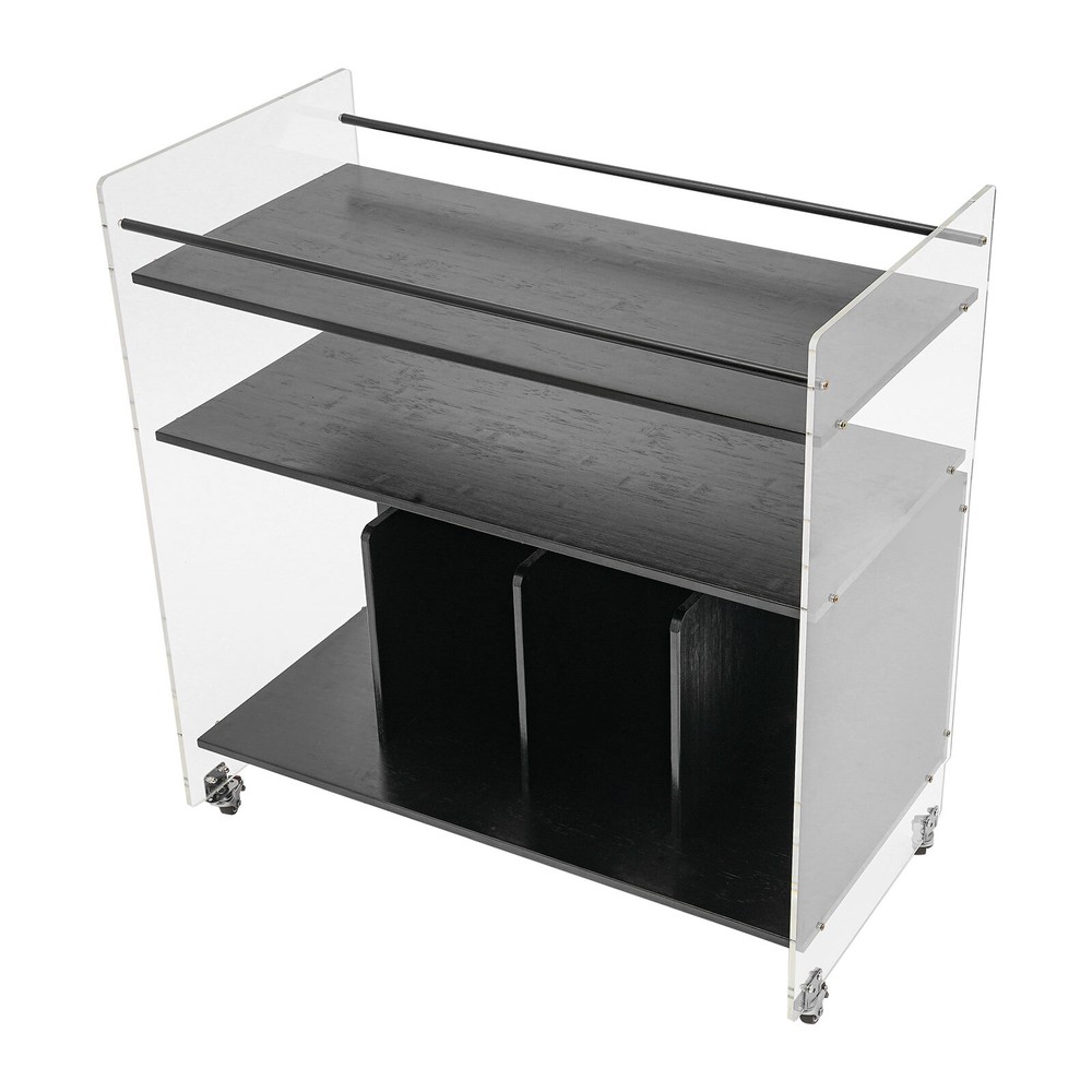 Acrylic End Table,Rectangle Side Table, Bamboo Acrylic Modern End Table