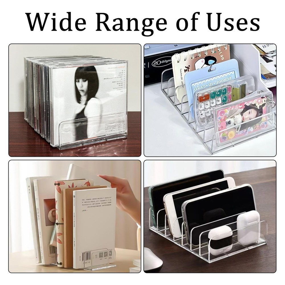 2 Pack Clear Acrylic CD/DVD Display Rack Storage Box Vinyl Record Stand